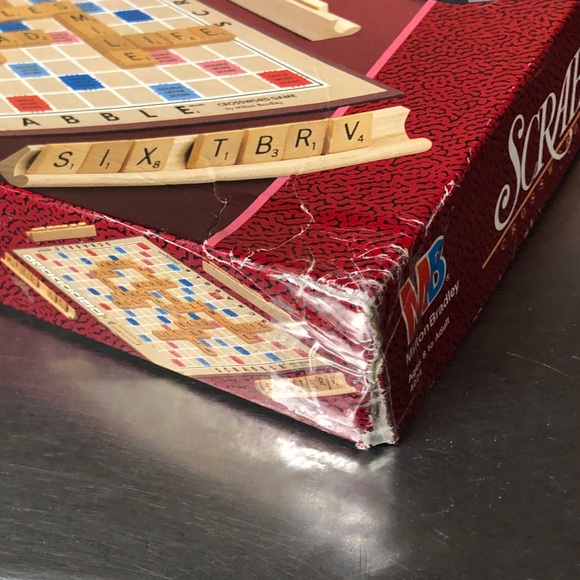 Vintage 1989 Milton Bradley Scrabble Crossword Game - all tiles, racks, & board - Picture 7 of 8